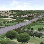 REGIERUNGSPRÄSIDIUM KARLSRUHE A 8, Ausbau zwischen den AS Pforzheim/Süd und Pforzheim/Nord - Visualisierung Anschlussstelle Pforzheim-Ost, Blickrichtung Eutingen KA Foto: RP Karlsruhe
